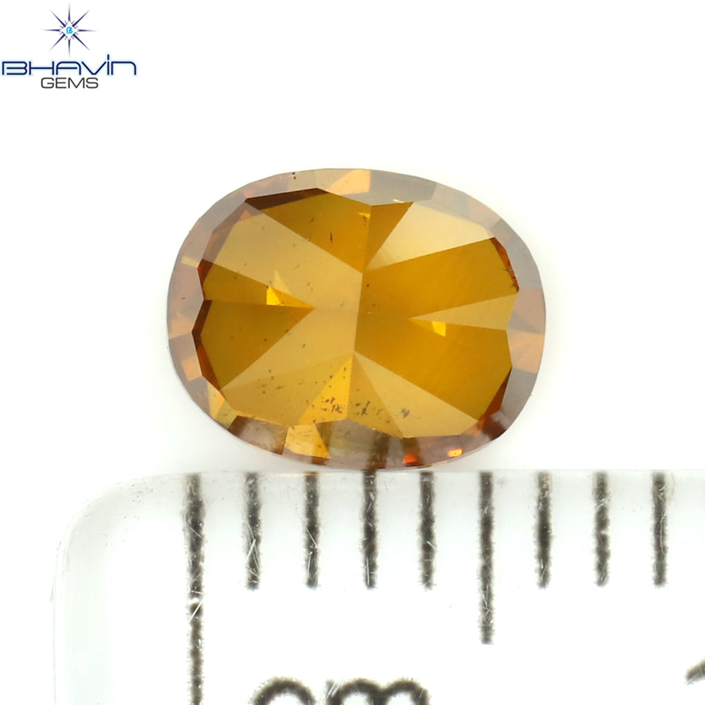 1.02 CT Oval Shape Natural Diamond Orange Color SI2 Clarity (6.56 MM)