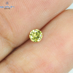 0.12 CT Round Shape Natural Diamond Green Yellow Color VS2 Clarity (3.23 MM)