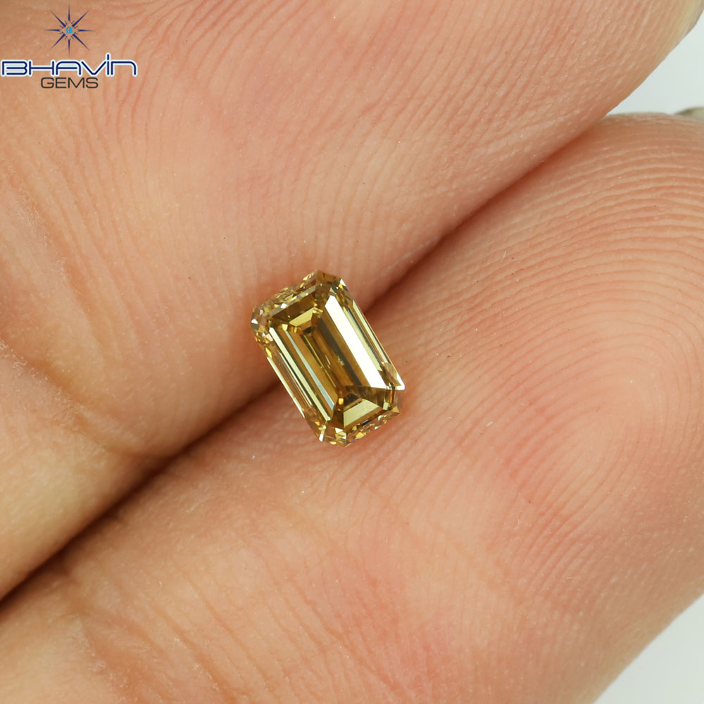 1.51 CT エメラルド シェイプ ナチュラル ダイヤモンド ブラウン カラー SI1 クラリティ (7.30 MM)