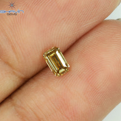 1.51 CT エメラルド シェイプ ナチュラル ダイヤモンド ブラウン カラー SI1 クラリティ (7.30 MM)