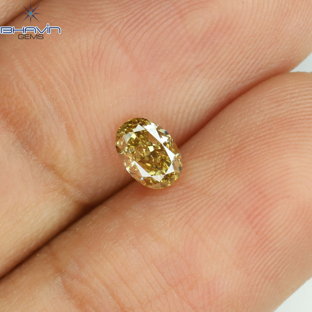 0.40 CT Oval Shape Natural Diamond Yellow Color SI1 Clarity (5.20 MM)