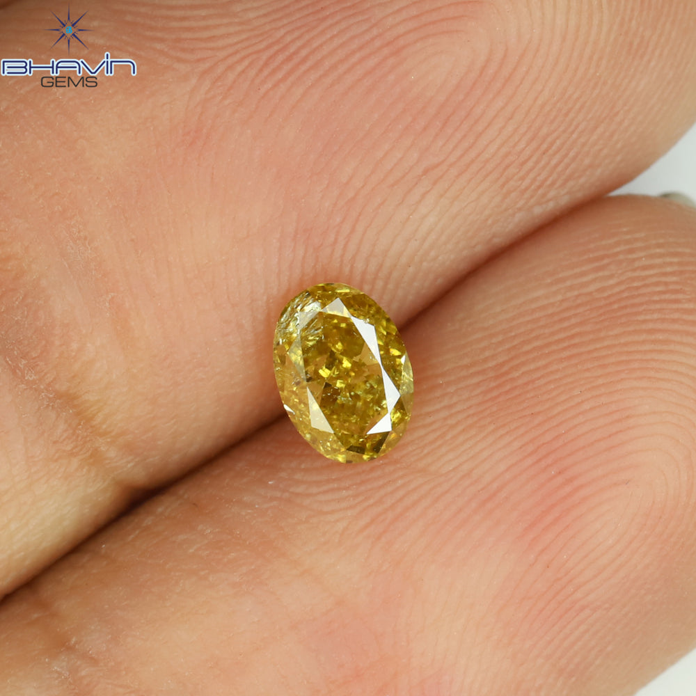0.39 CT Oval Shape Natural Diamond Orange Color I1 Clarity (5.19 MM)