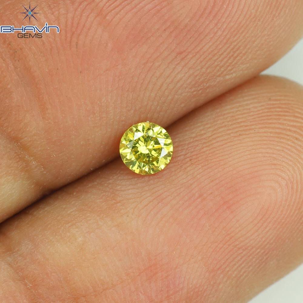 0.12 CT Round Shape Natural Diamond Green Yellow Color VS2 Clarity (3.19 MM)