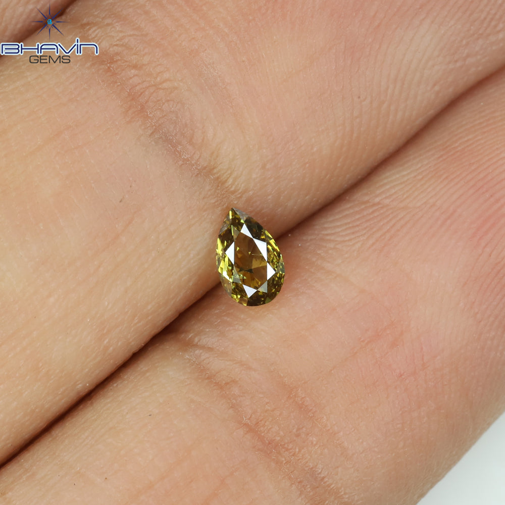 0.16 CT Pear Shape Natural Diamond Green Color SI1 Clarity (4.55 MM)