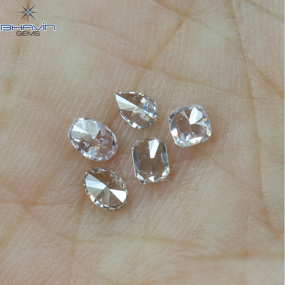 0.58 CT/5 Pcs Mix Shape Natural Diamond Pink Color SI2 Clarity (3.40 MM)
