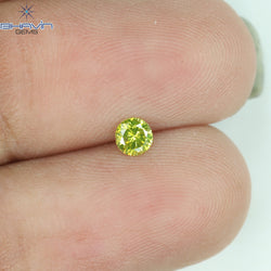 0.14 CT Round Shape Natural Diamond Green Yellow Color SI2 Clarity (3.35 MM)