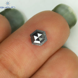 0.69 CT Hexagon Shape Natural Loose Diamond Salt And Pepper Color I3 Clarity (5.64 MM)