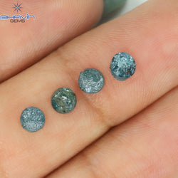 1.05 CT、ノーカット ポルキ シェイプ、天然ダイヤモンド、ブルー カラー、I3 クラリティ (5.42 MM)