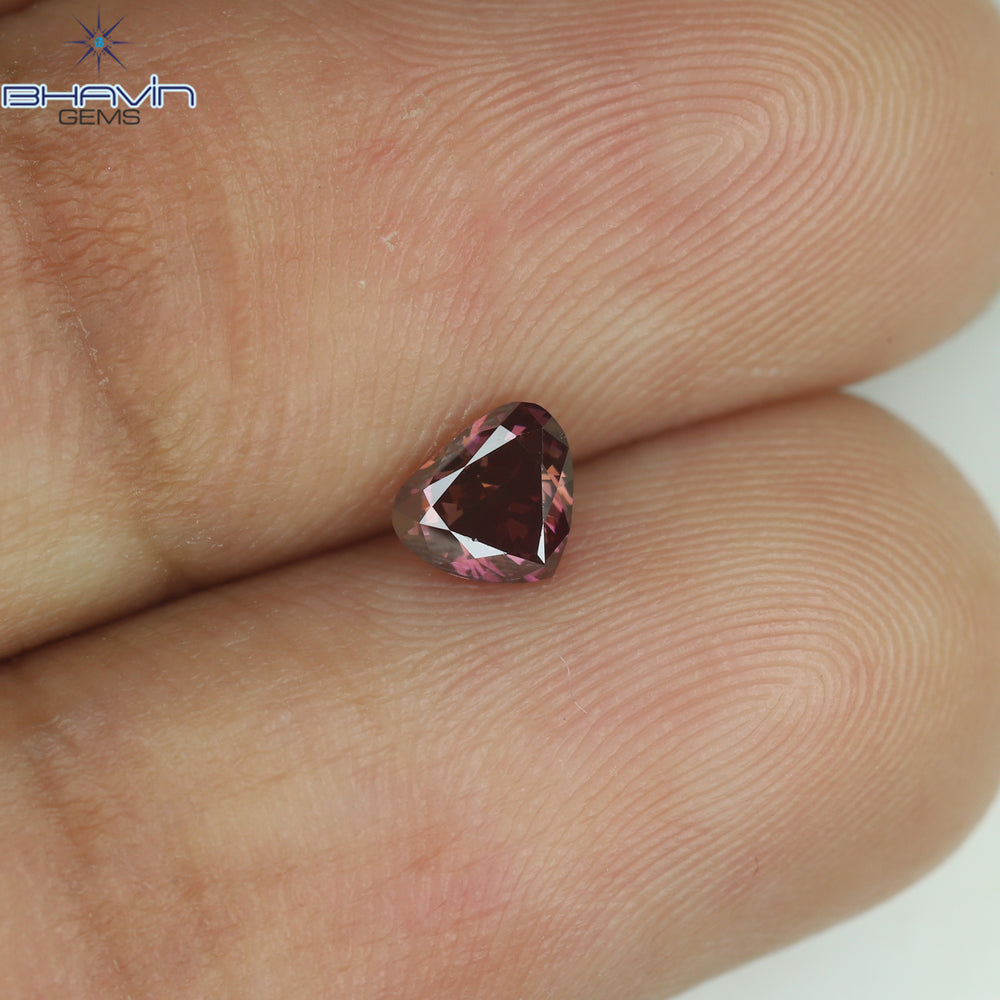0.28 CT Heart Shape Enhanced Pink Color Natural Loose Diamond VS1 Clarity (4.49 MM)