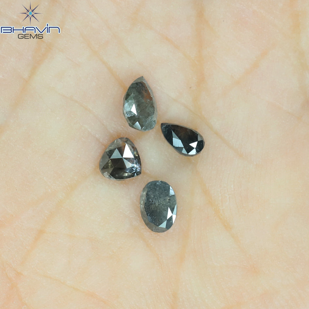 0.83 CT/4 PCS Mix Shape Natural Diamond Salt And Pepper Color I3 Clarity (4.95 MM)
