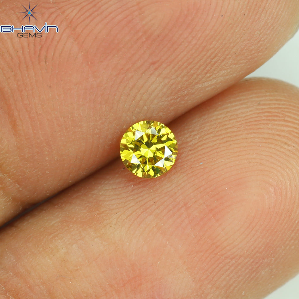 0.18 CT Round Shape Natural Diamond Orange Color VS2 Clarity (3.66 MM)