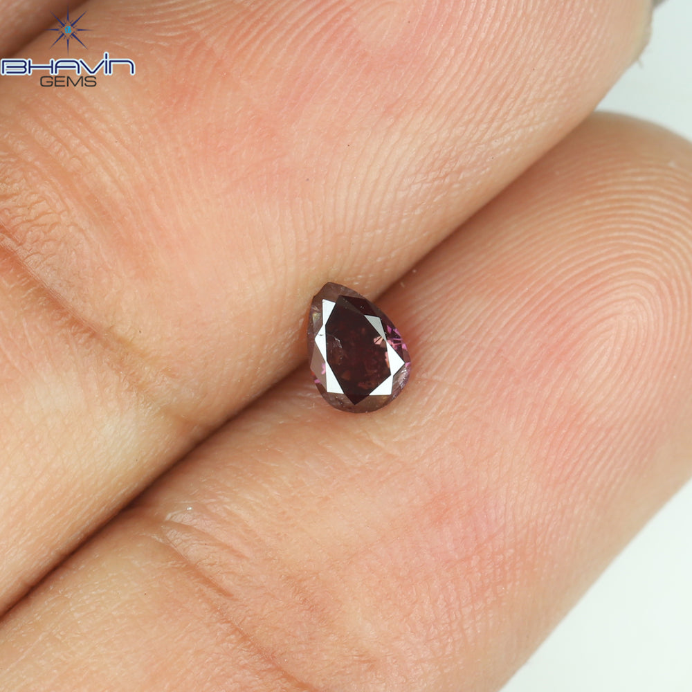 0.22 CT Pear Shape Natural Diamond Pink Color I1 Clarity (4.67 MM)