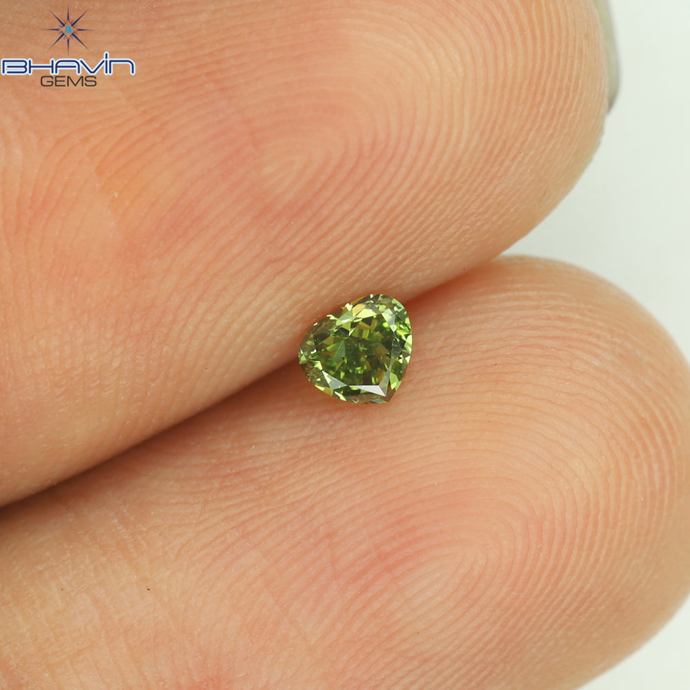0.12 CT Heart Shape Enhanced Green Color Natural Loose Diamond SI1 Clarity (3.43 MM)