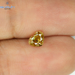 0.37 CT Heart Shape Natural Diamond Orange Yellow Color I1 Clarity (4.90 MM)