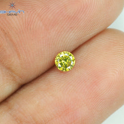 0.12 CT Round Shape Natural Diamond Green Yellow Color SI1 Clarity (3.27 MM)