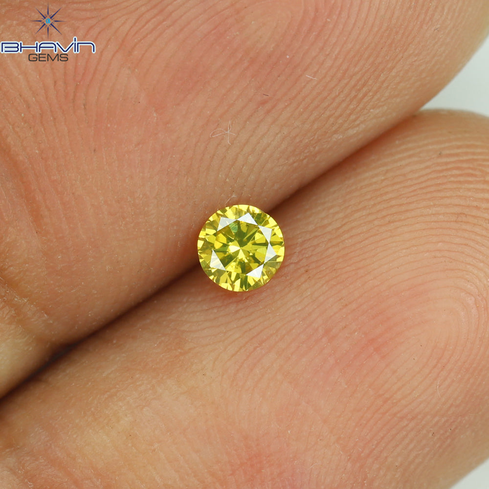 0.12 CT Round Shape Natural Diamond Yellow Color SI1 Clarity (3.27 MM)