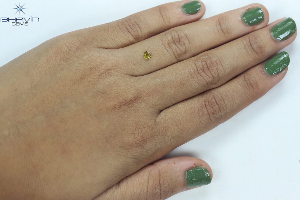 0.18 CT Round Shape Natural Diamond Vivid Yellow (Canary) Color SI1 Clarity (3.58 MM)