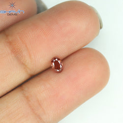0.21 CT Oval Shape Natural Loose Diamond Pink Color VS2 Clarity (4.37 MM)