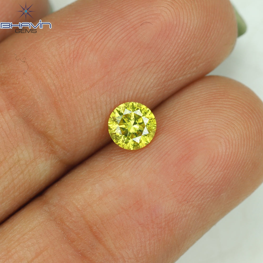 0.42 CT Round Shape Natural Diamond Yellow Color SI2 Clarity (4.73 MM)