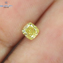 0.32 CT Cushion Shape Natural Diamond Yellow Color VS1 Clarity (3.80 MM)
