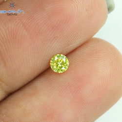 0.13 CT Round Shape Natural Diamond Green Yellow Color SI2 Clarity (3.19 MM)