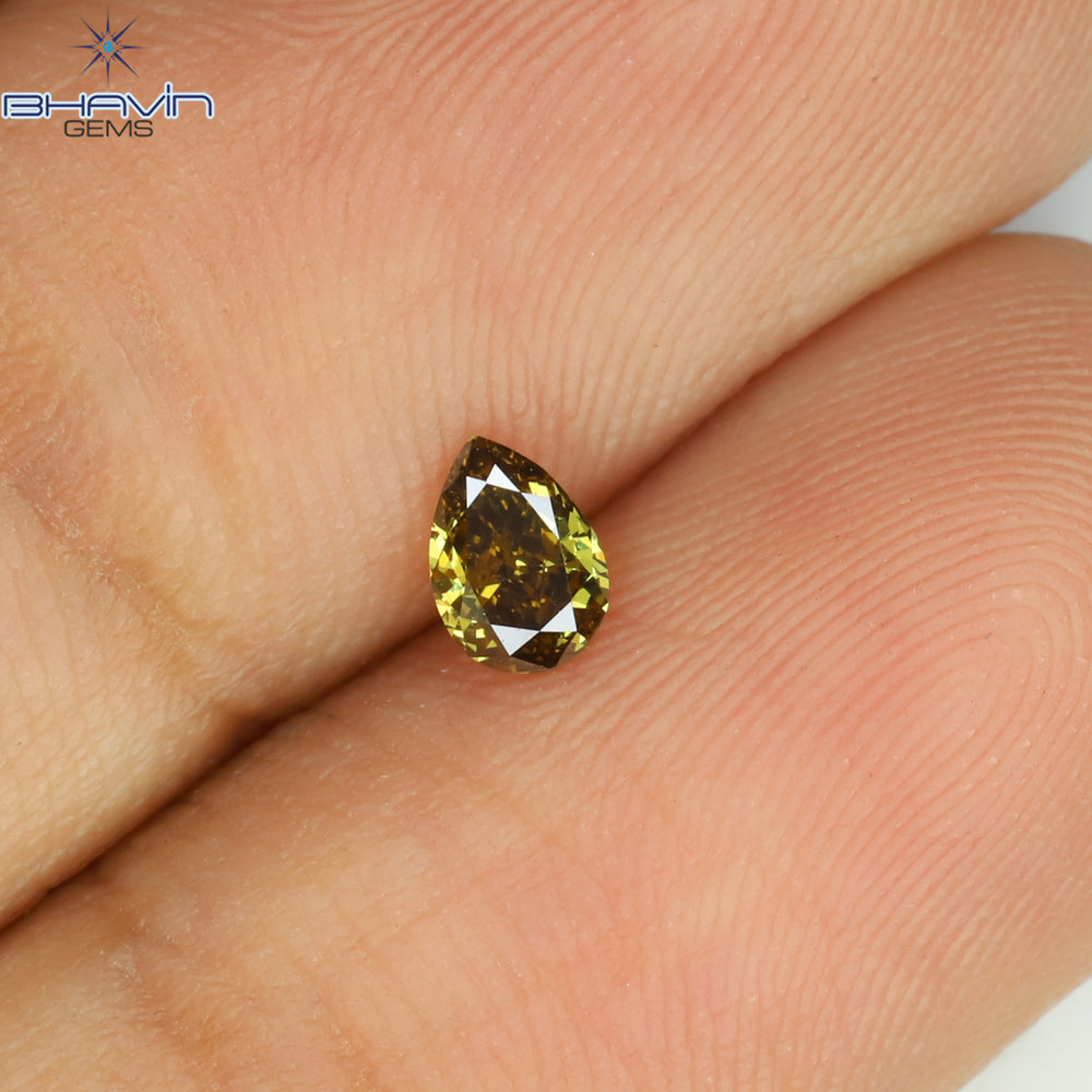 0.21 CT Pear Shape Natural Diamond Green Color VS2 Clarity (4.50 MM)