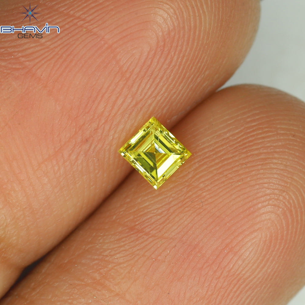 0.20 CT Square Cut Natural Diamond Enhanced Yellow Color SI1 Clarity (3.36 MM)