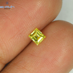 0.20 CT Square Cut Natural Diamond Enhanced Yellow Color SI1 Clarity (3.36 MM)