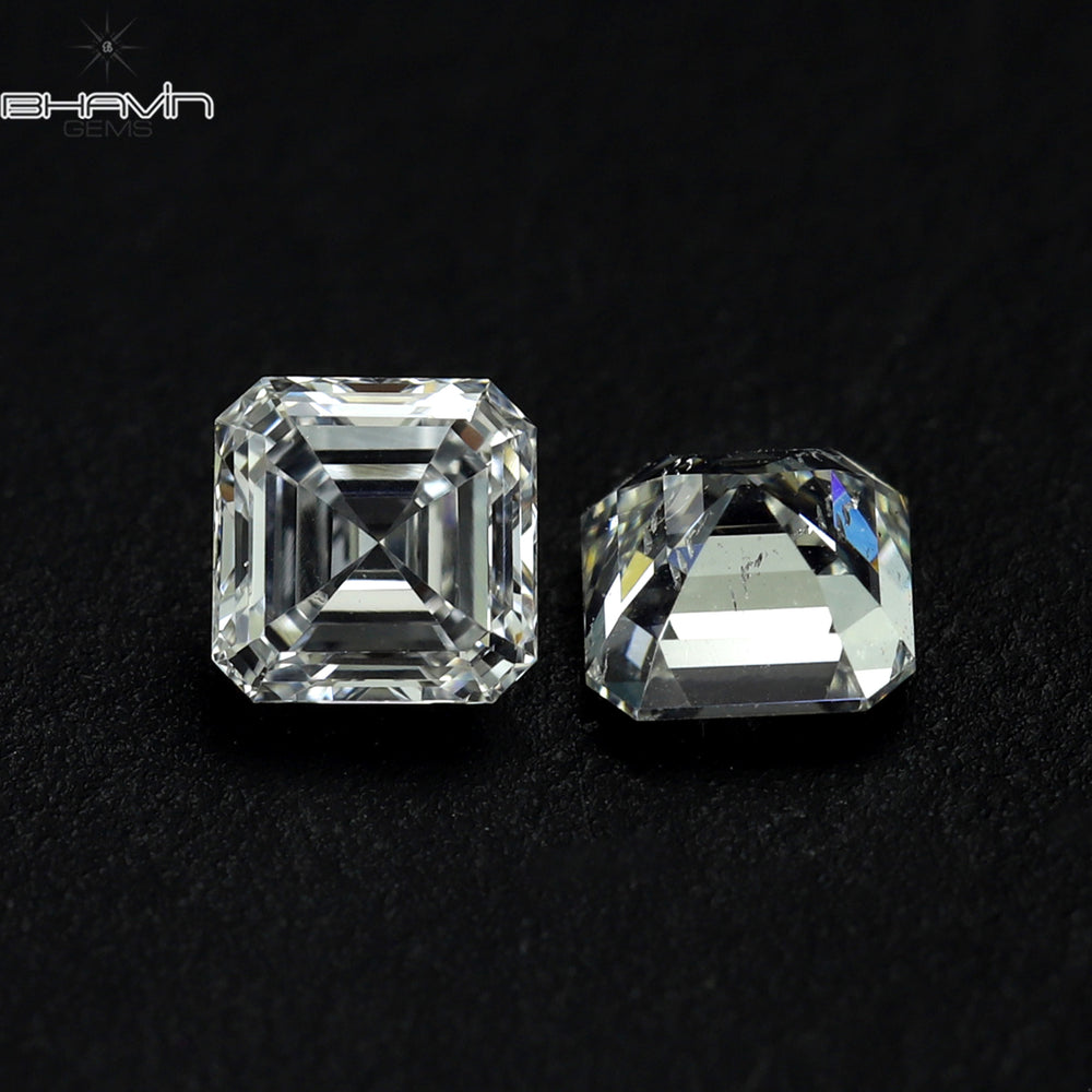 0.30 CT/2 Pcs Asscher Shape White (G+) Color Natural Loose Diamond VVS-VS Clarity (3.00 MM)