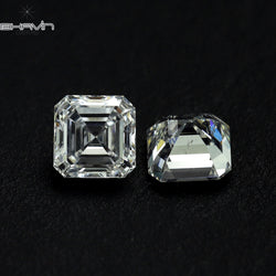 0.30 CT/2 Pcs Asscher Shape White (G+) Color Natural Loose Diamond VVS-VS Clarity (3.00 MM)