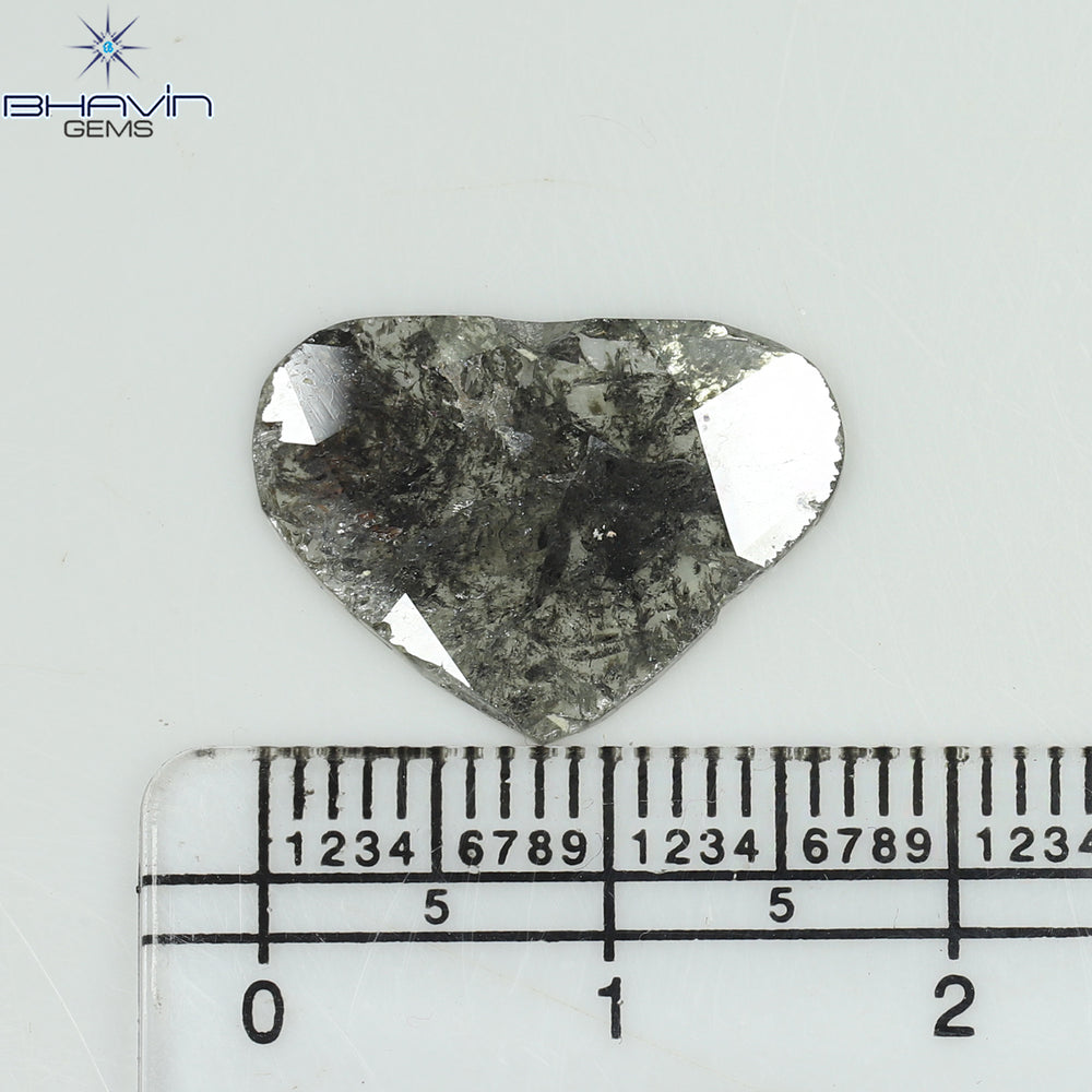 3.50 CT Heart Slice Shape Natural Diamond Salt And Pepper Color I3 Clarity (14.31 MM)