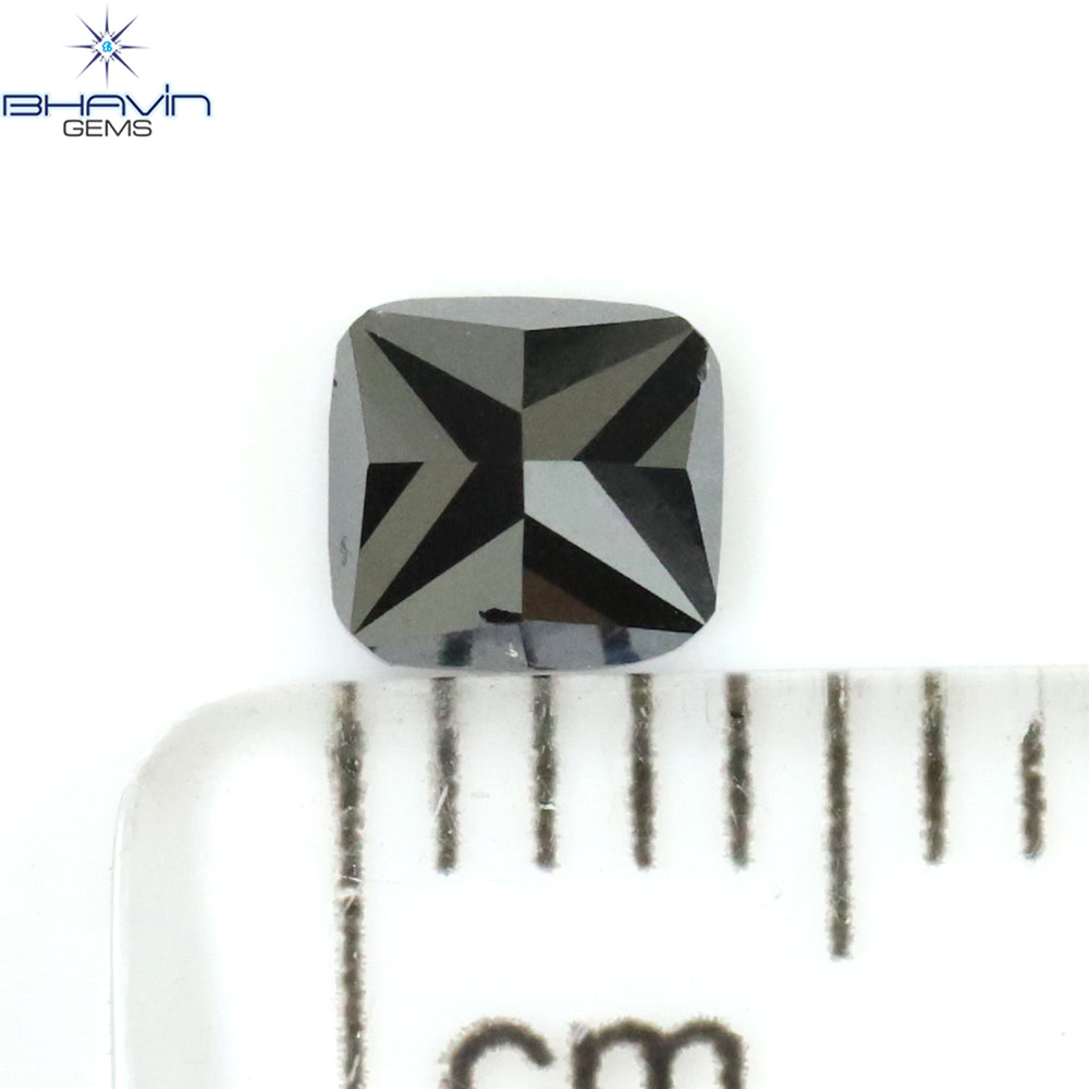 0.35 CT Cushion Shape Natural Diamond Black Color Opaque Clarity (4.08 MM)