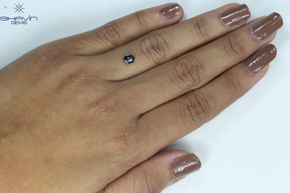 0.50 CT Hexagon Diamond Natural Diamond Black Diamond Clarity Opaque (5.50 MM)