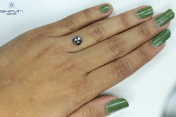 1.53 CT Round Rose Cut Shape Natural Diamond Salt And Pepper Color I3 Clarity (7.30 MM)