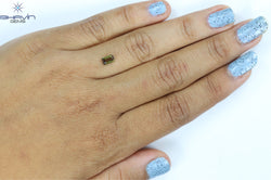 0.53 CT エメラルド シェイプ ナチュラル ダイヤモンド エンハンスト グリーン カラー VS2 クラリティ (5.80 MM)