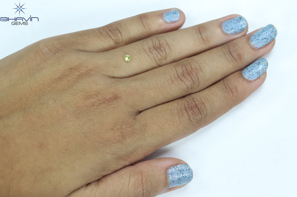 0.13 CT Round Shape Natural Diamond Green Yellow Color SI2 Clarity (3.19 MM)