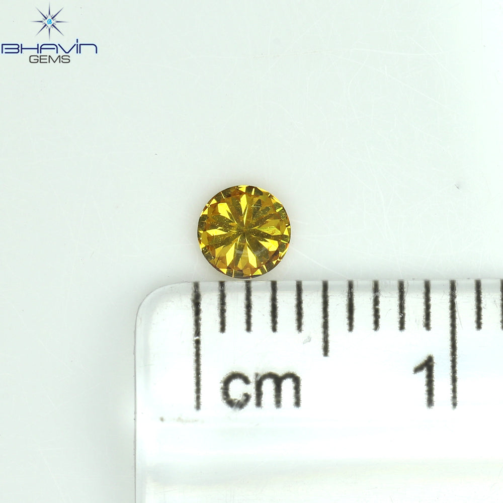 0.18 CT Round Shape Natural Diamond Orange Yellow Color SI2 Clarity (3.69 MM)