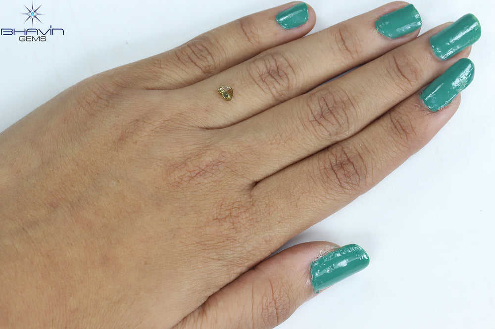 0.37 CT Heart Shape Natural Diamond Orange Yellow Color I1 Clarity (4.90 MM)