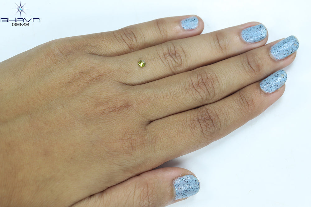 0.14 CT Round Shape Natural Diamond Green Yellow Color VS2 Clarity (3.28 MM)