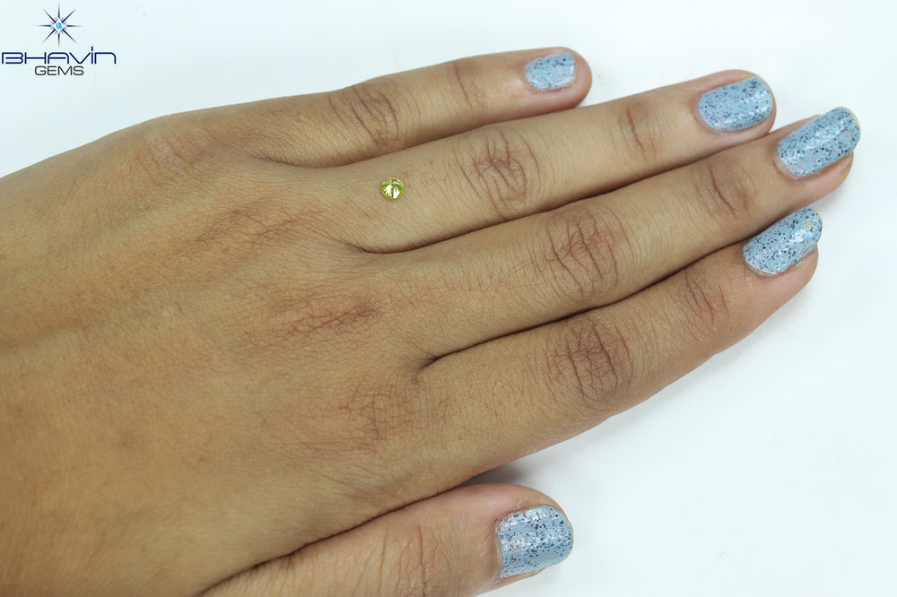 0.16 CT Round Shape Natural Diamond Green Yellow Color SI1 Clarity (3.50 MM)