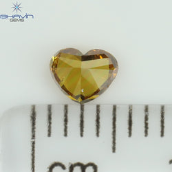 0.26 CT Heart Shape Natural Diamond Orange Color SI1 Clarity (3.50 MM)