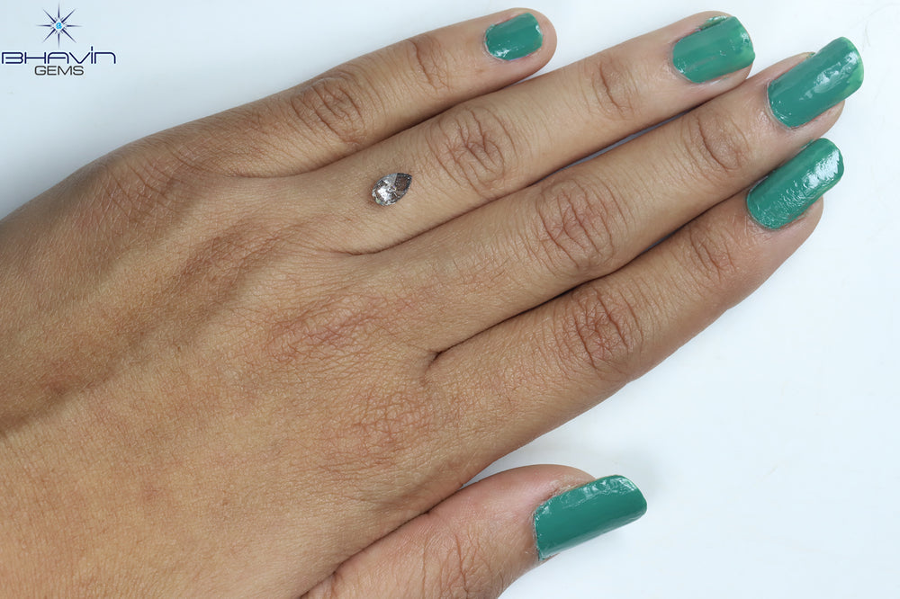 0.69 CT Pear Shape Natural Loose Diamond Salt And Pepper Color I3 Clarity (7.06 MM)