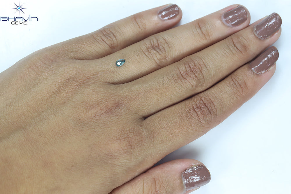 0.22 CT Pear Shape Natural Diamond Blue Color I1 Clarity (4.80 MM)