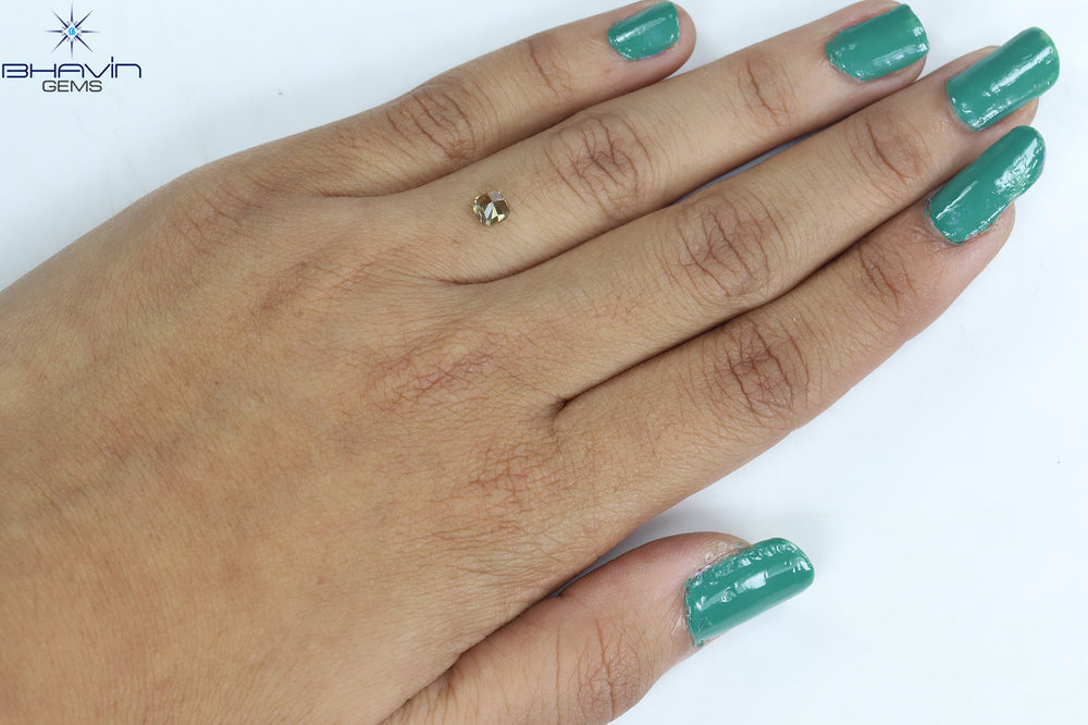 0.51 CT Cuhion Shape Natural Diamond Green Yellow (Chameleon) Color SI2 Clarity (4.43 MM)