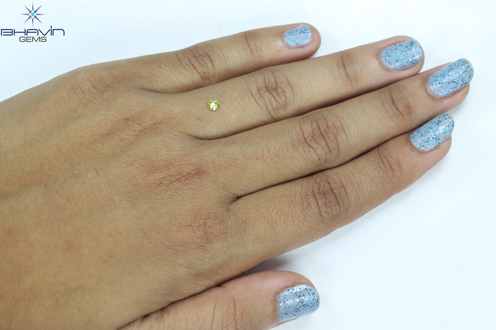 0.12 CT Round Shape Natural Diamond Yellow Color SI1 Clarity (3.27 MM)