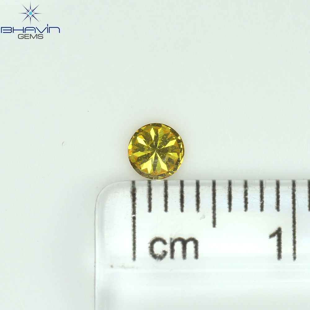 0.16 CT Round Shape Natural Diamond Vivid Yellow (Canary) Color SI1 Clarity (3.56 MM)