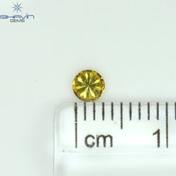 0.16 CT Round Shape Natural Diamond Vivid Yellow (Canary) Color SI1 Clarity (3.56 MM)
