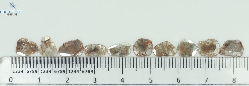 3.81 CT/10 Pcs Slice Shape Natural Loose Diamond Brown Color I3 Clarity (9.41 MM)