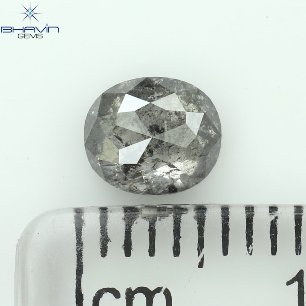 0.76 CT Oval Shape Natural Diamond Salt And Pepper Color I3 Clarity (5.72 MM)