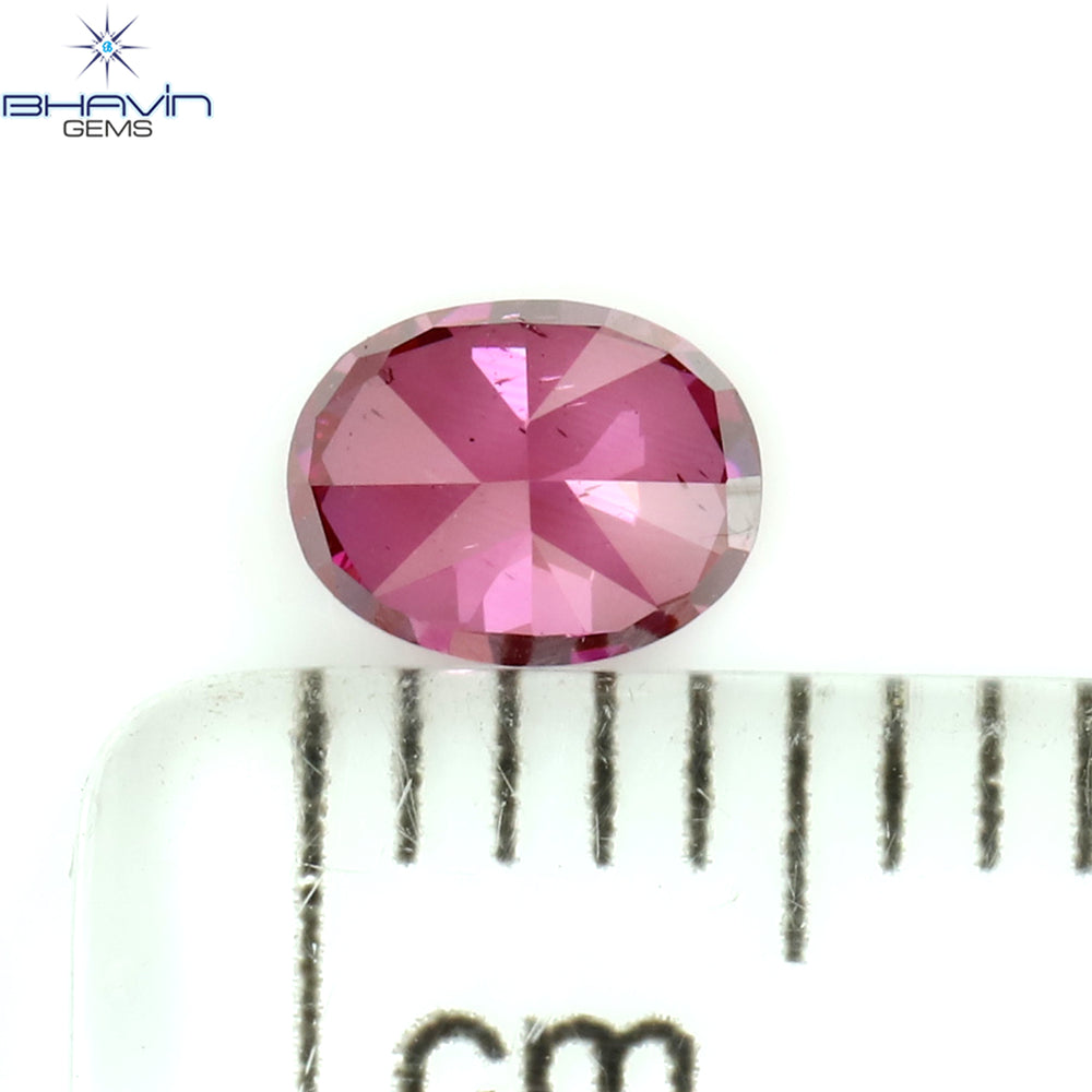 0.39 CT Oval Shape Natural Diamond Enhanced Pink Color VS2 Clarity (4.90 MM)